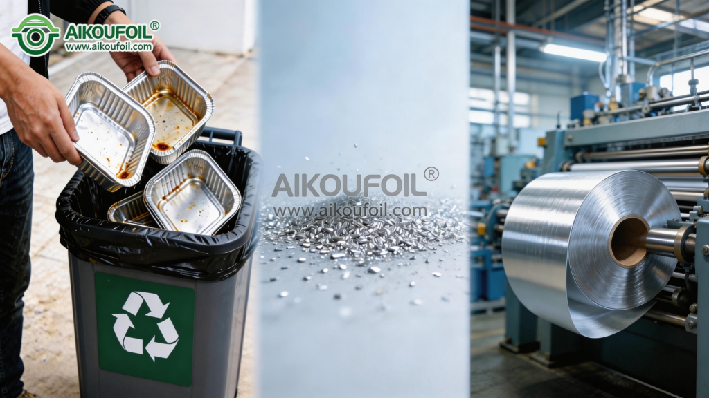 После переработки коробки из-под алюминиевой фольги становятся сырьем для производства алюминиевой фольги.