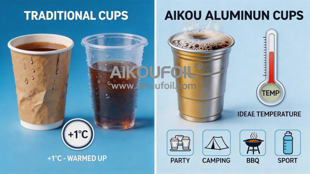 Different performance of paper cups, plastic cups, and aluminum foil cups under large temperature differences