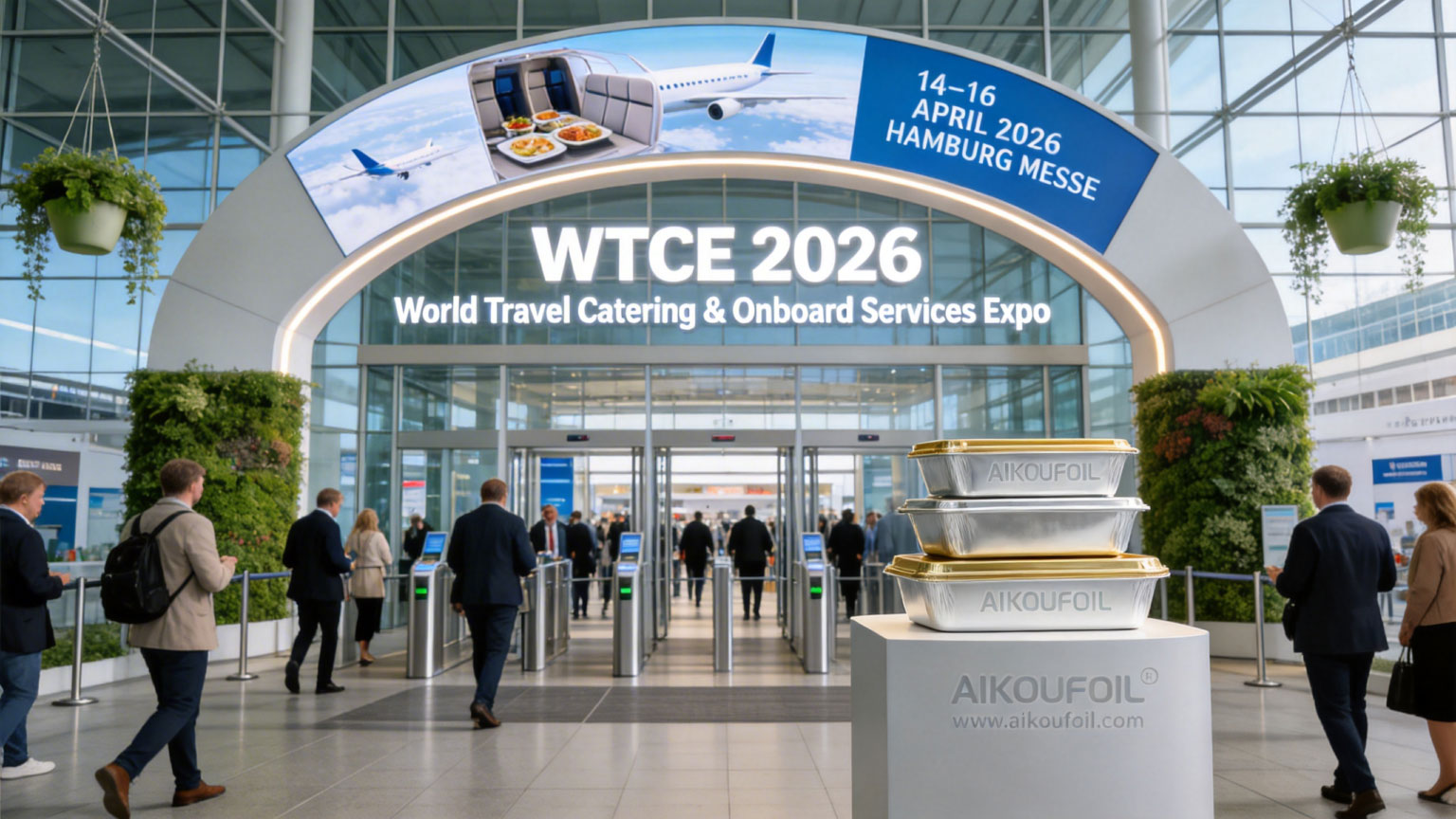 WTCE Hamburg 2026 airline catering exhibition entrance showcasing sustainable packaging innovations