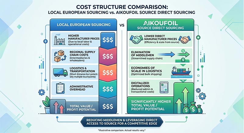 Cost comparison of empty coffee capsules wholesale Europe vs AIKOUFOIL direct source
