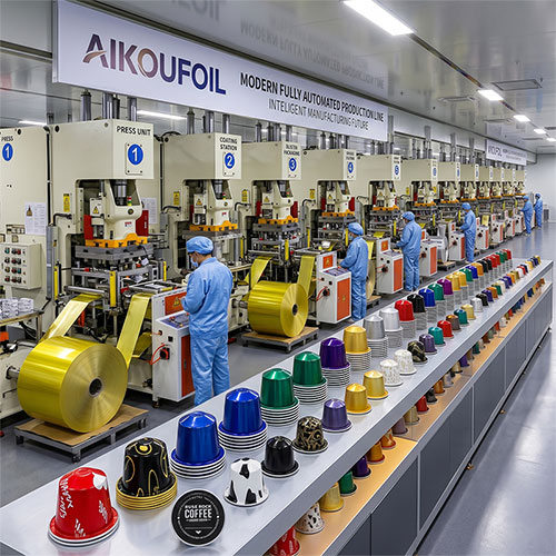 AIKOUFOIL automated production line and deep customized empty coffee capsules