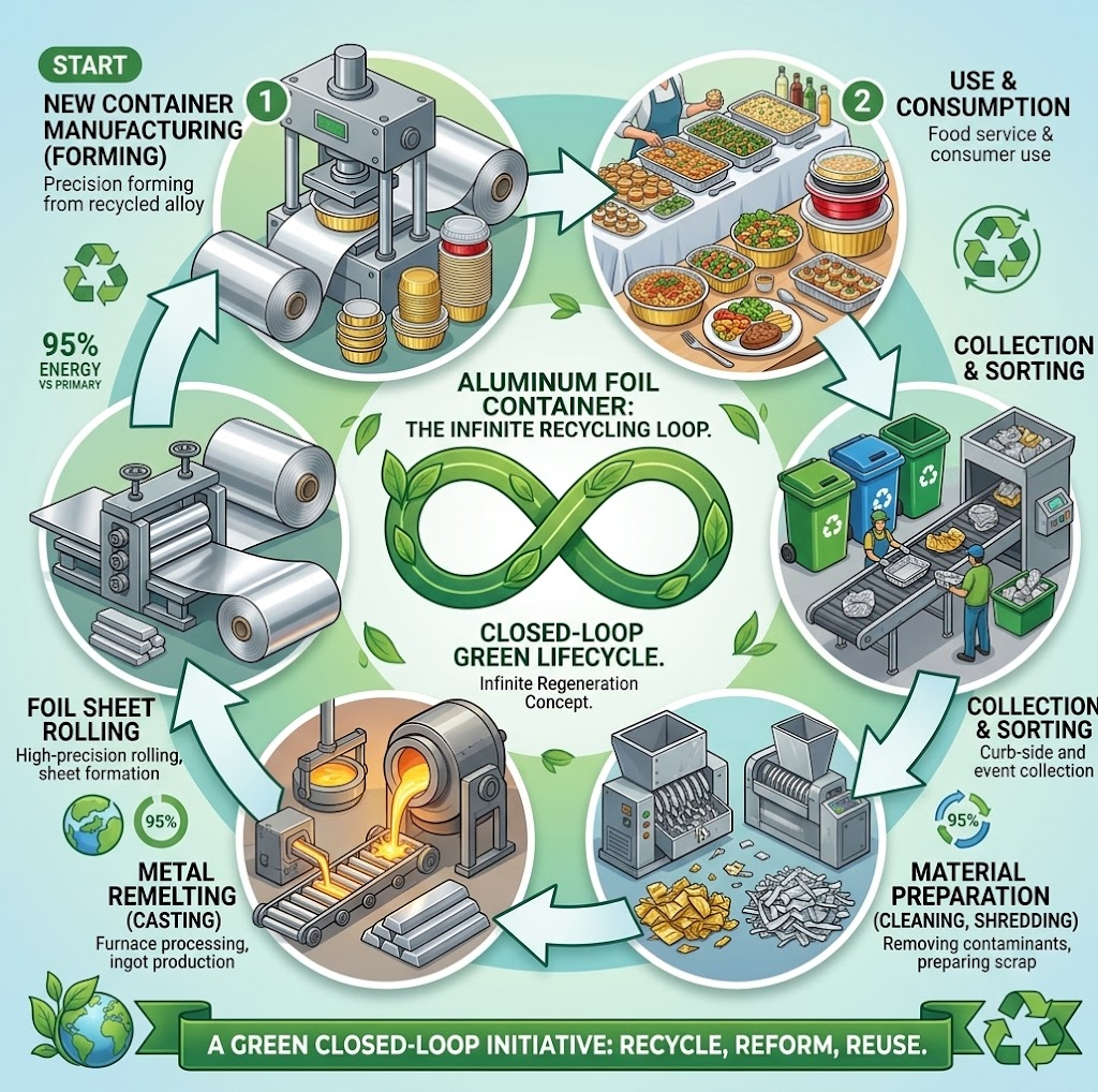 infinitely recyclable aluminum packaging circular economy lifecycle chart compliant with EU PPWR
